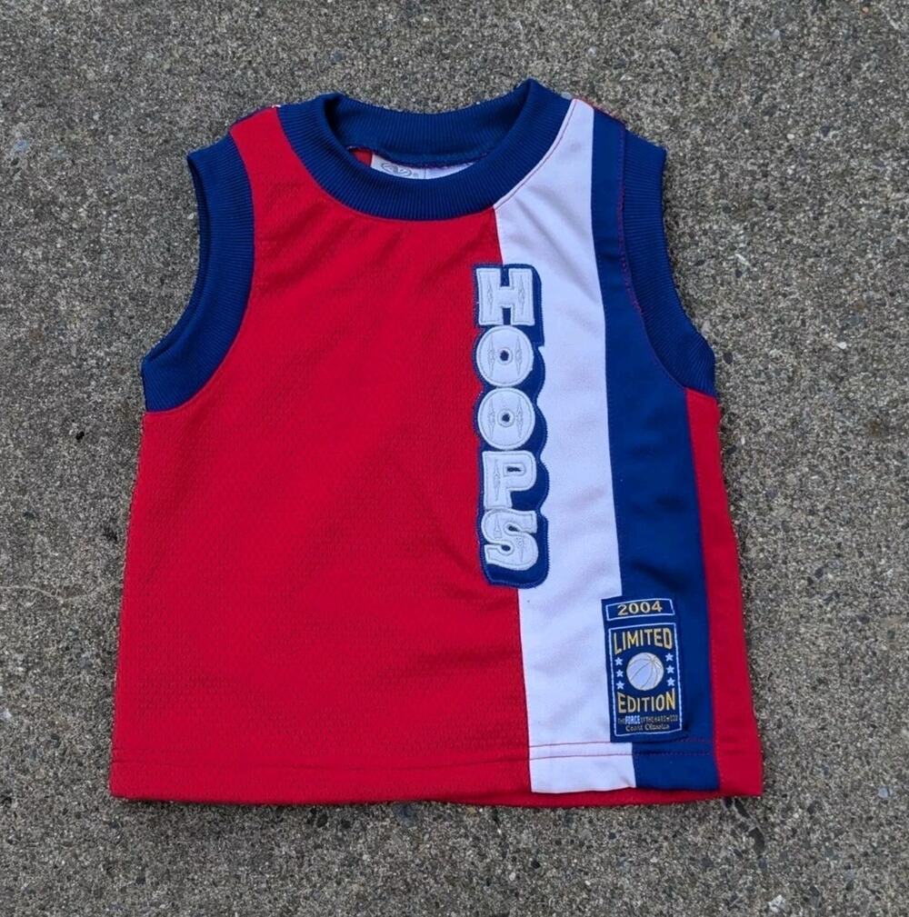 Vtg Toddler Jersey Size 18m Mesh Tank Hoops Limited Edition 2004 Red